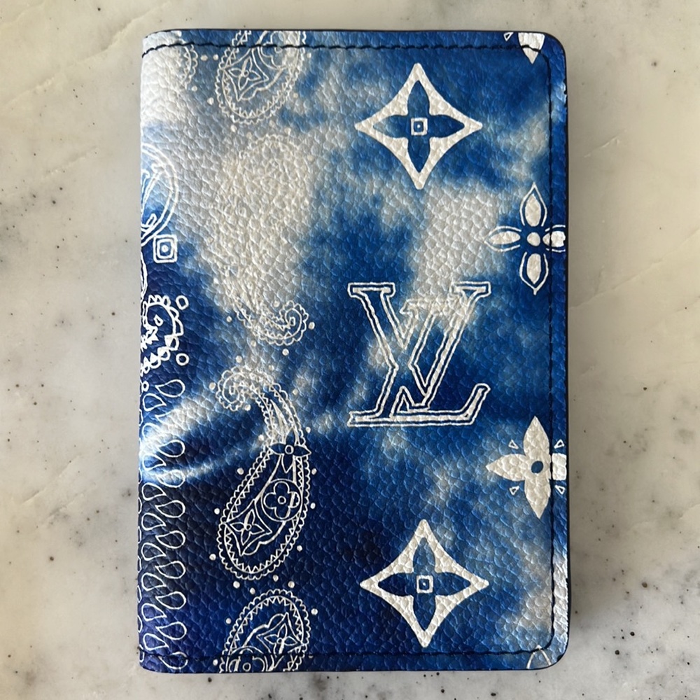 Louis Vuitton Blue Calf Leather Bandanna Monogram Pocket Or…